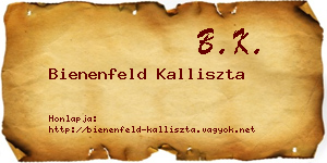 Bienenfeld Kalliszta névjegykártya